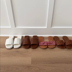 Women’s slides bundle. 4 pairs
Set of Stylish Slide Sandals in White and Brown